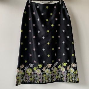 Y2K Vintage Janet Russo Nantucket & NY Satin & Floral Embroidered Skirt US 6